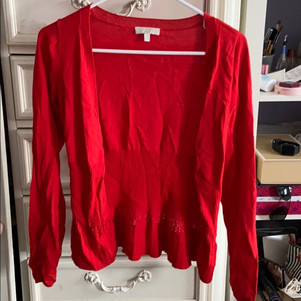 Red cardigan